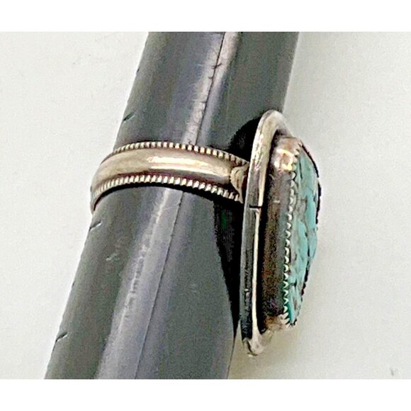Sterling Silver Turquoise Men's Ring Bezel Set Southwestern Size 11.5 - Picture 5 of 6